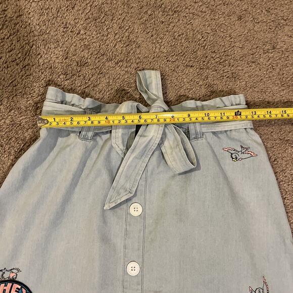 NWT Disney Parks Cinderella Denim Chambray Patch Skirt Gus Gus Jack Size Small - Picture 10 of 11